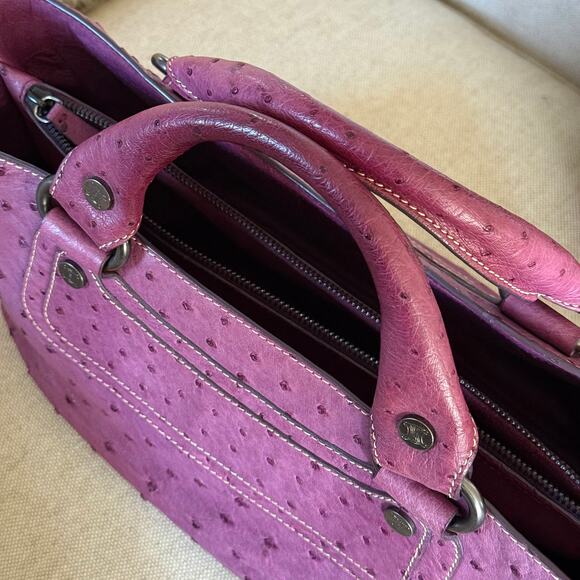 CELINE Michael Kors Boogie Bag Handbag Sd Gm 0097 Exotics Ostrich Purple Italy - Picture 6 of 16